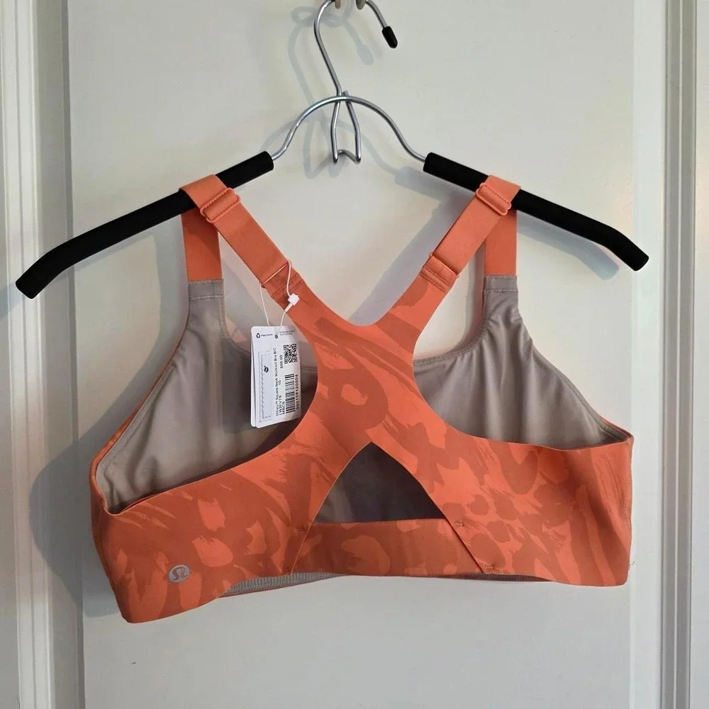 Lululemon Ultralu Square Neck Workout Bra B/C orange camouflage